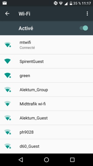 Vous êtes maintenant connecté au réseau Wi-Fi