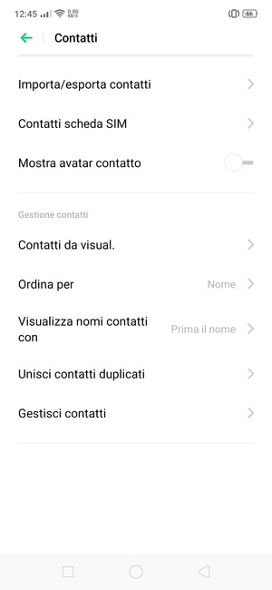 Seleziona Contatti scheda SIM