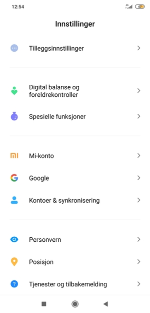 Bla til og velg Kontoer & synkronisering
