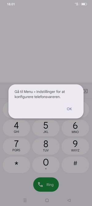 Hvis din telefonsvarer ikke er sat op, vælg OK
