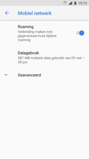Schakel Gegevensroaming in of uit