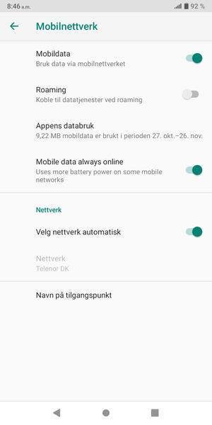 Velg Navn på tilgangspunkt