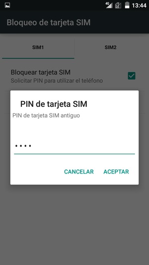 Introduzca su PIN de tarjeta SIM antiguo y seleccione ACEPTAR