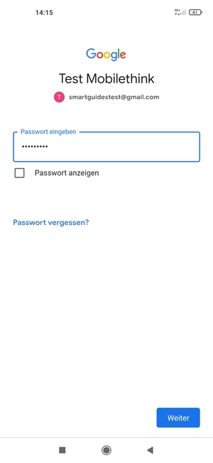Geben Sie Ihre Gmail Passwort ein und wählen Sie Weiter