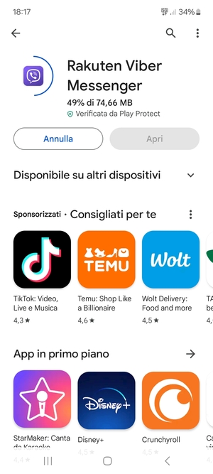 Attendi il completamento del processo di installazione