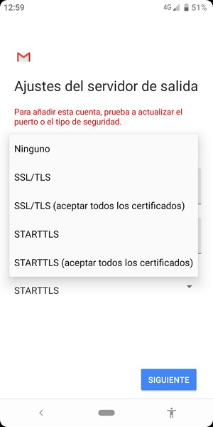 Seleccione Ninguno y SIGUIENTE