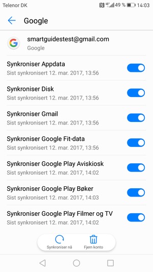 Velg Synkroniser nå