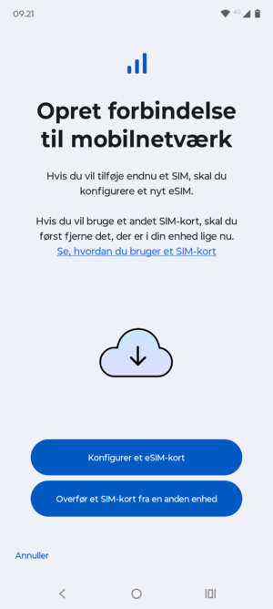 Vælg Konfigurer et eSIM-kort