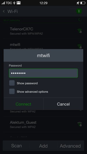 Enter the Wi-Fi password and select Connect