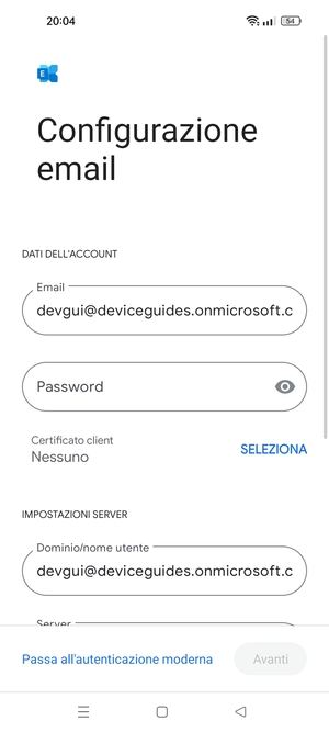 Inserisci la tua password