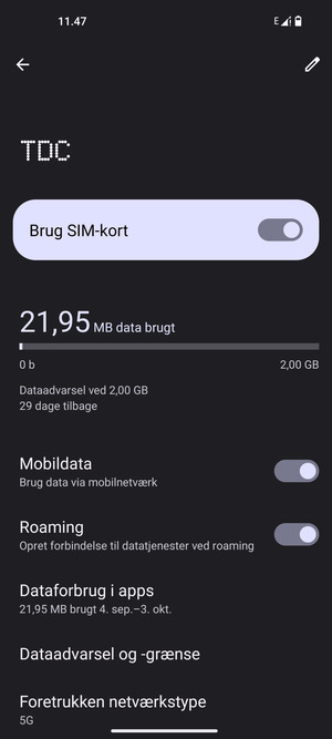 Slå Roaming til eller fra