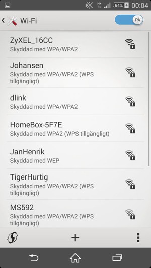 Tryck på det trådlösa nätverket som du vill ansluta till