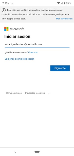 Introduzca su Dirección de correo electrónico y seleccione Siguiente