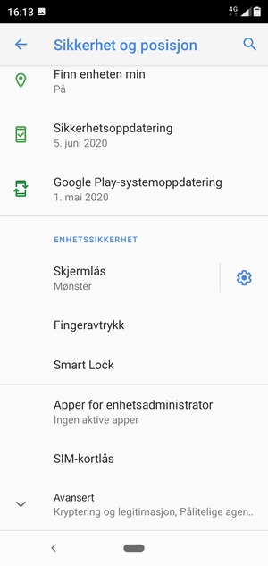 For å bytte PIN-koden til SIM-kortet, bla til og velg SIM-kortlås