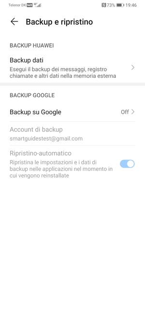 Seleziona Backup su Google