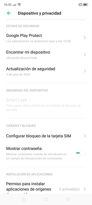 Desplácese y seleccione Configurar bloqueo de la tarjeta SIM