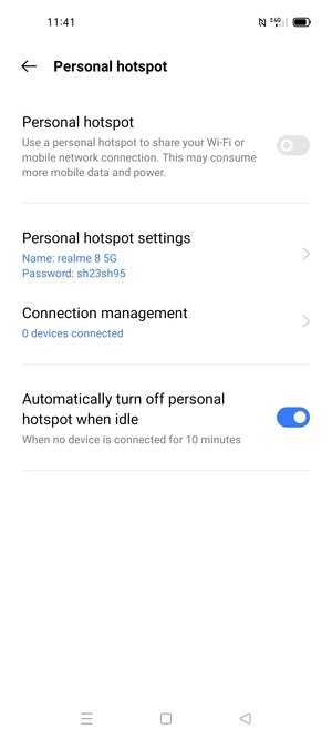 Select Personal hotspot settings