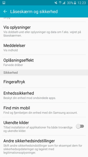 Scroll til og vælg Andre sikkerhedsindstillinger