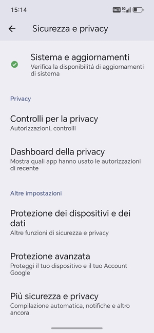 Scorri e seleziona Più sicurezza e privacy
