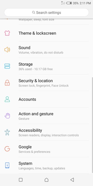 Return to the Settings menu and select Accounts