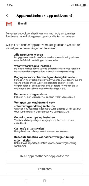 Selecteer Deze apparaatbeheer-app activeren
