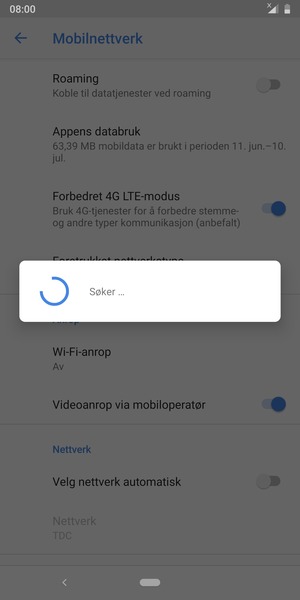 Vent til søket er ferdig