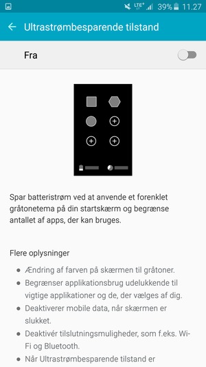 Aktiver Ultrastrømbesparende tilstand