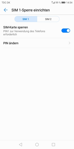 Wählen Sie SIM 1 oder SIM 2 und wählen Sie PIN  ändern