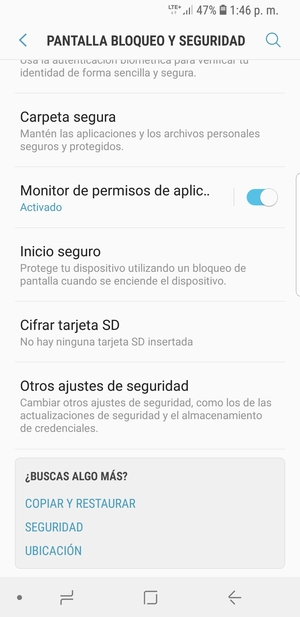 Desplácese y seleccione Otros ajustes de seguridad