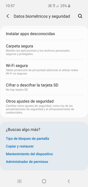 Desplácese y seleccione Otros ajustes de seguridad