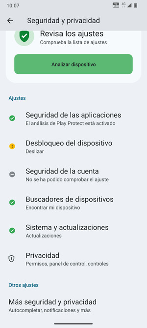Para cambiar el PIN de la tarjeta SIM,  vaya al menú Seguridad y privacidad y desplácese y seleccione Más seguridad y privacidad
