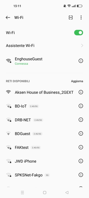 Ora sei connesso alla rete Wi-Fi