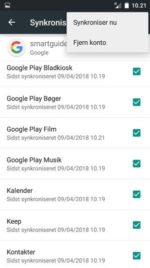 Vælg Synkroniser nu