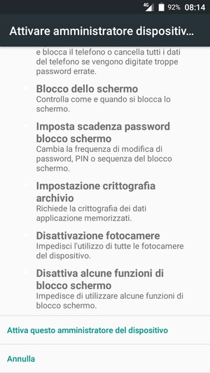 Scorri e seleziona Attiva questo amministratore del dispositivo