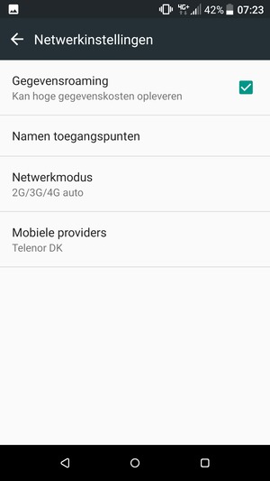 Schakel Gegevensroaming in of uit