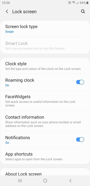 Select Screen lock type