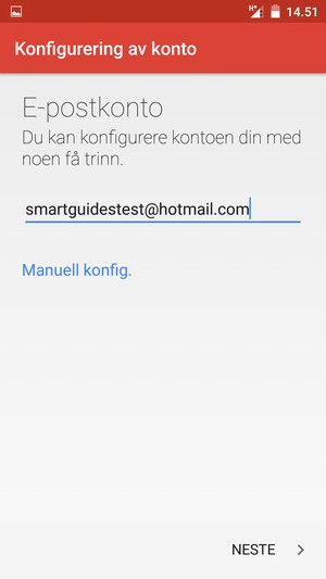 Skriv inn e-postadresse og velg NESTE
