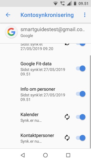Dine oplysninger vil blive synkroniseret
