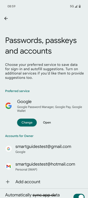 Select your Google account