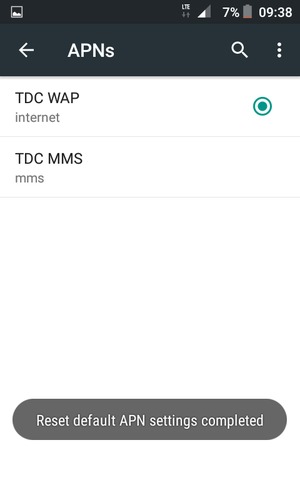 Your phone will reset to default Internet and MMS settings