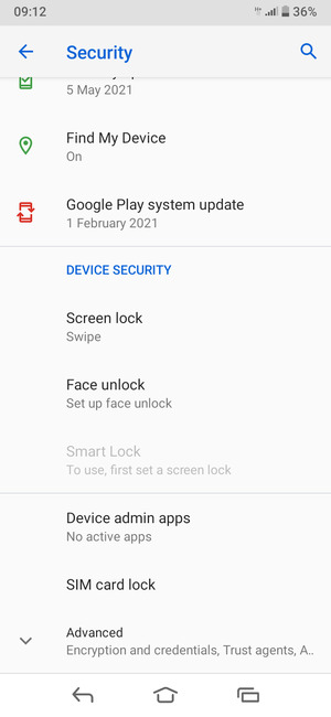 Scroll to and select SIM card lock