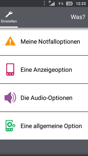 Scrollen Sie und wählen Sie Eine allgemeine Option