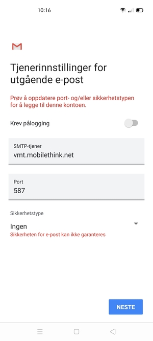 Velg NESTE