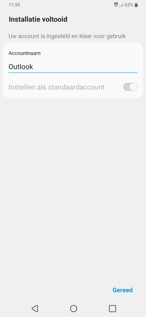Geef uw account een naam en selecteer Gereed
