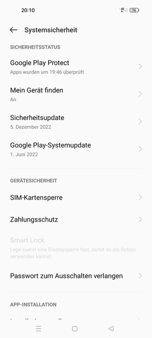 Wählen Sie  SIM-Kartensperre