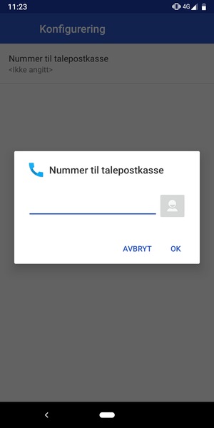 Skriv inn Nummer til talepostkasse og velg OK