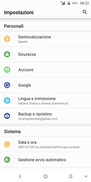 Scorri e seleziona Sicurezza