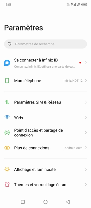 Sélectionnez Paramètres SIM & Réseau