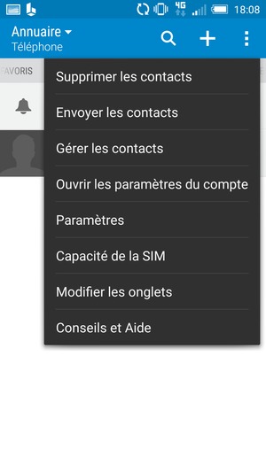 Sélectionnez Gérer les contacts