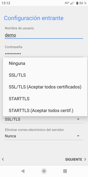 Seleccione Ninguna y SIGUIENTE